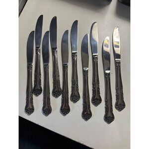 Rogers Delight Stainless Steel Knives Set Of 10 Floral Design 8.25" Korea